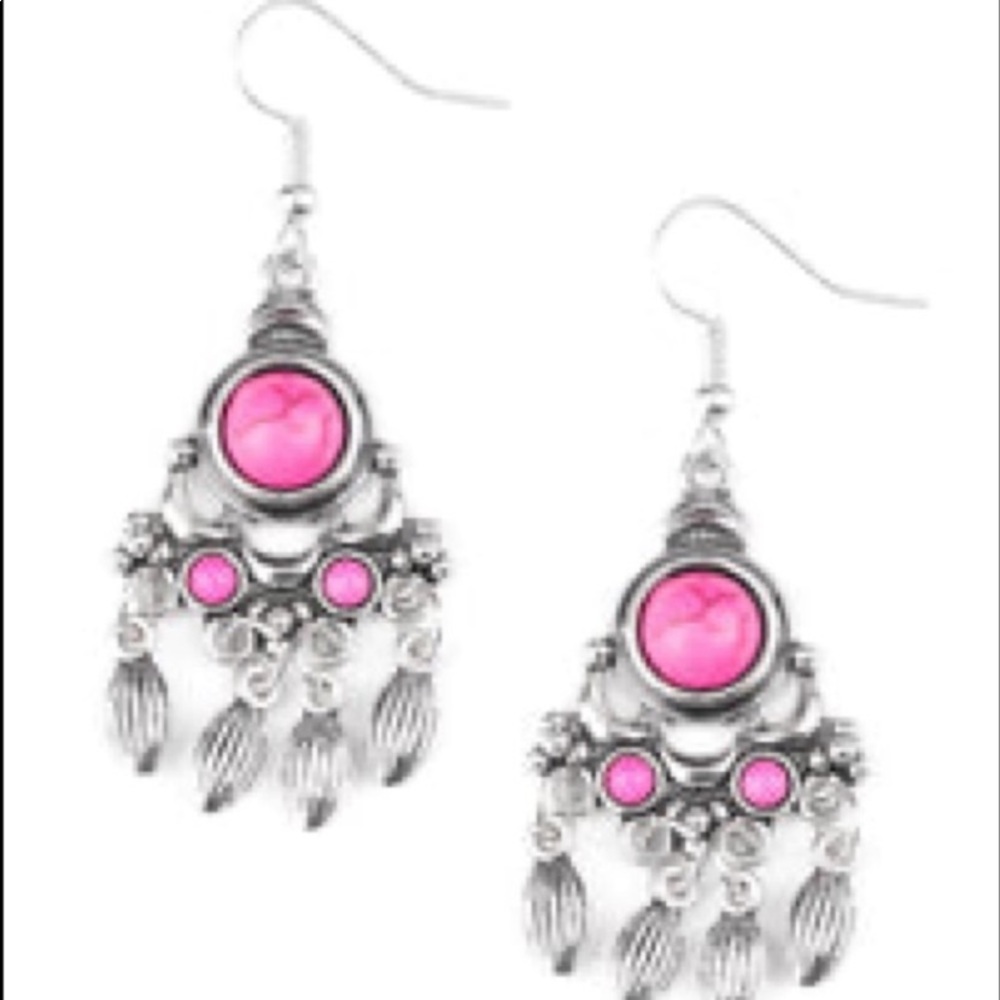 Pink and silver earrings